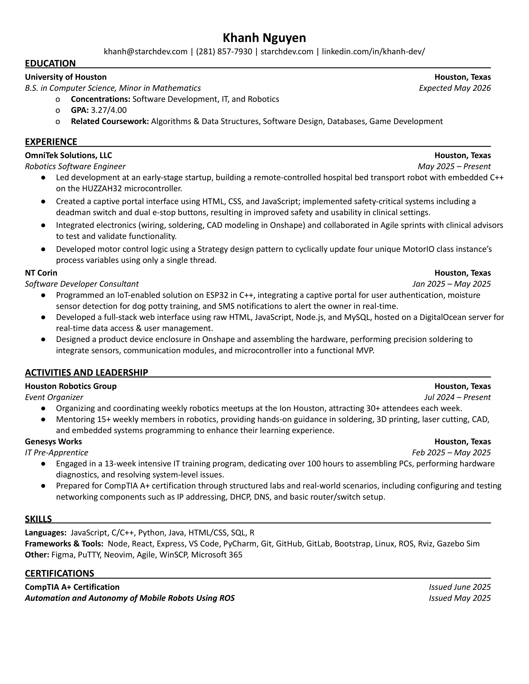 Khanh Nguyen's Resume